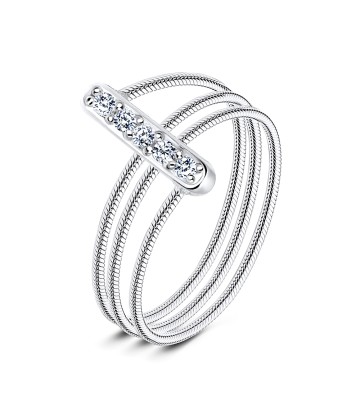 Elegant CZ Spiral Silver Ring NSR-2819